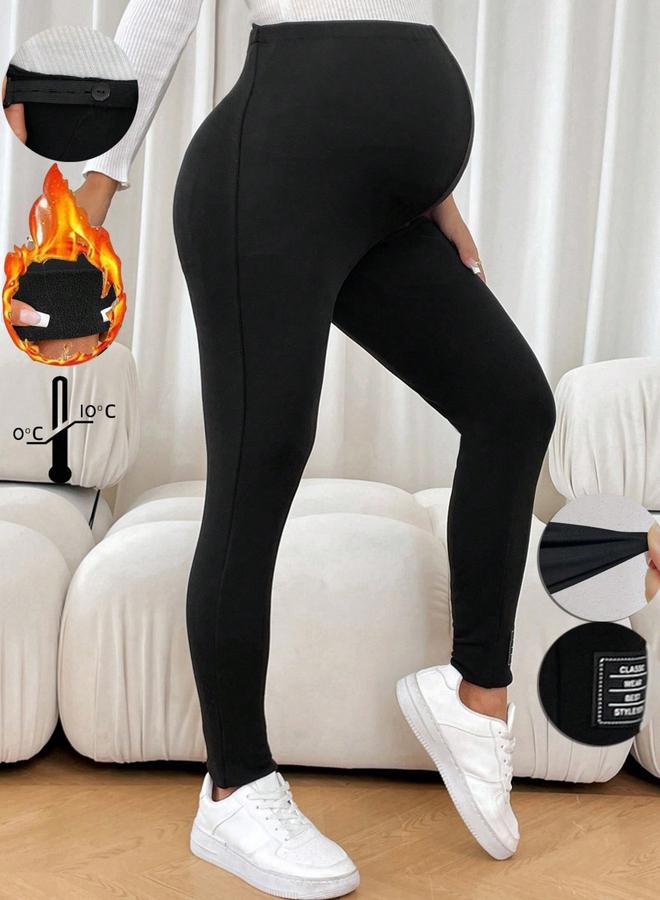 Take Two Women Solid Fleece-Lined Maternity Leggings - Image 1